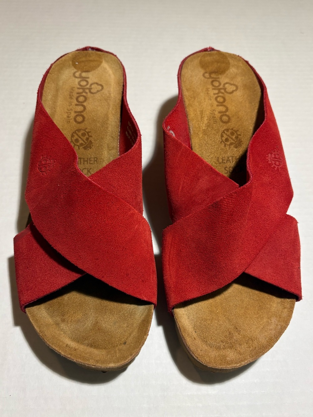 Yokono Wedge Red Suede Sandal - 7.5 - Like New